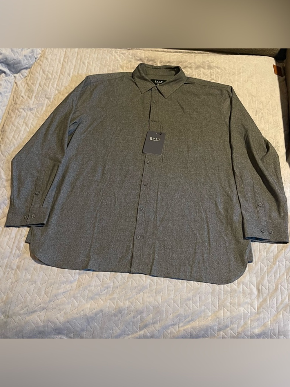 Bylt Basics l/s button up shirt mens XXL NWT gray